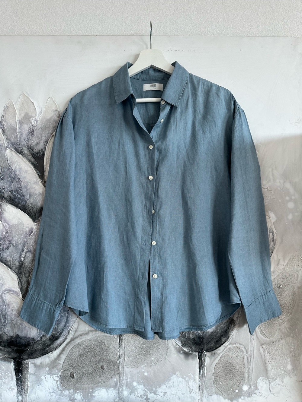 Uniqlo Slate Blue Casual Button-Down Shirt